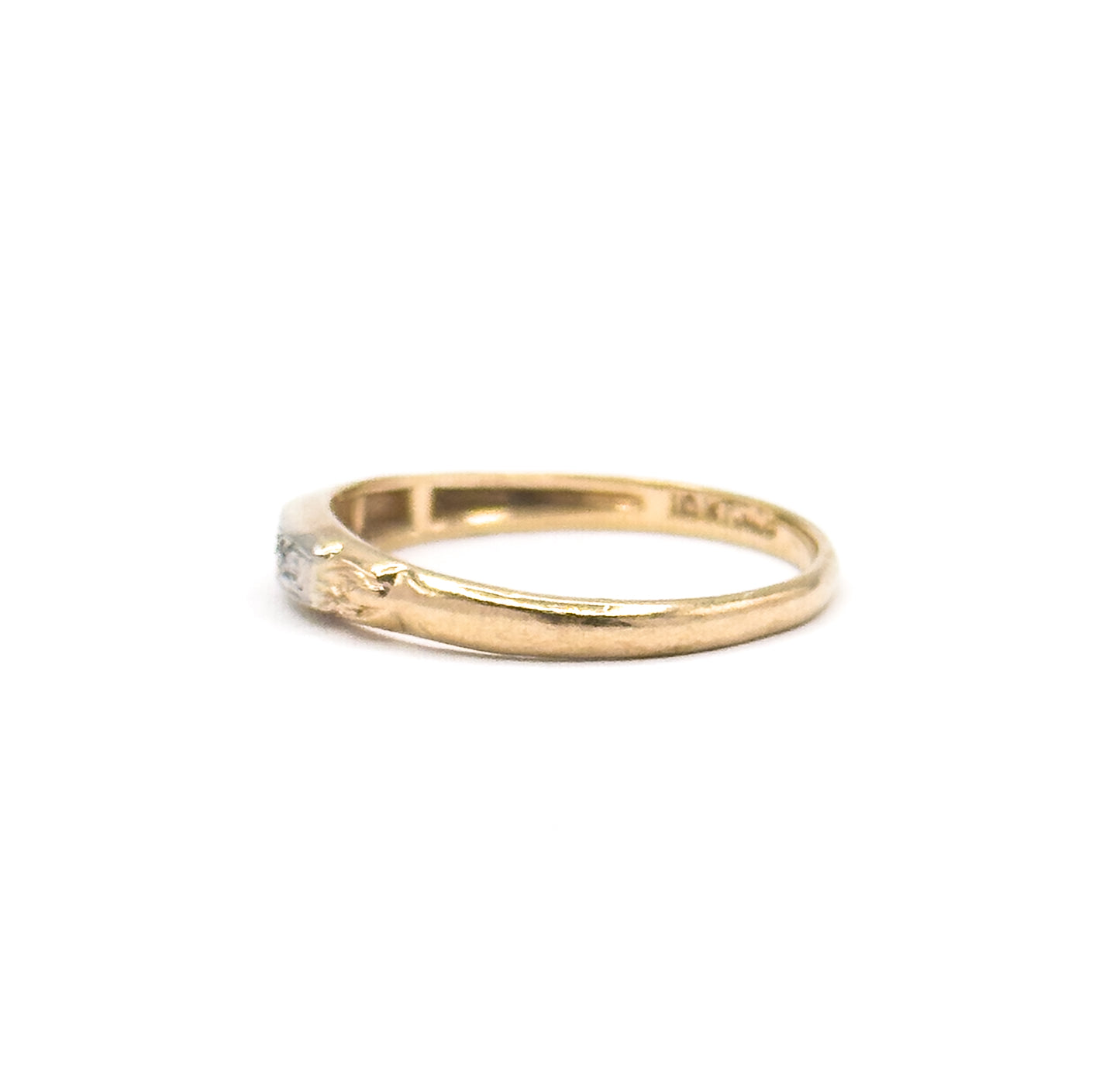 Dainty Vintage Diamond Stacking Band Two Tone Gold