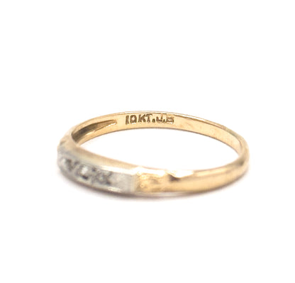 Dainty Vintage Diamond Stacking Band Two Tone Gold
