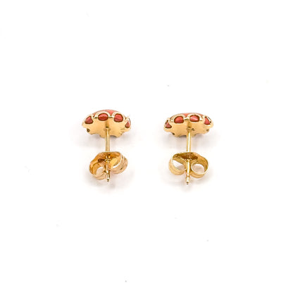 Late 20th Century Orange Cabochon Stud Earrings in 14K Yellow Gold