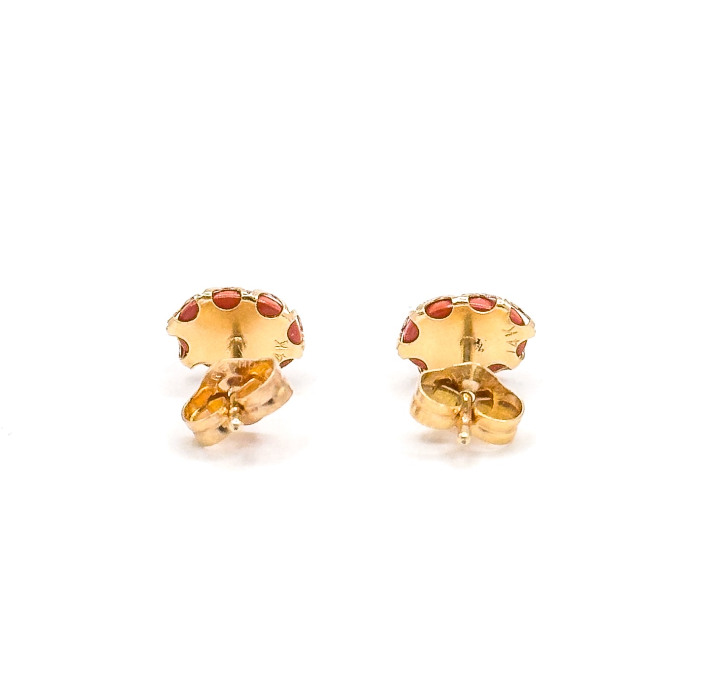 Late 20th Century Orange Cabochon Stud Earrings in 14K Yellow Gold