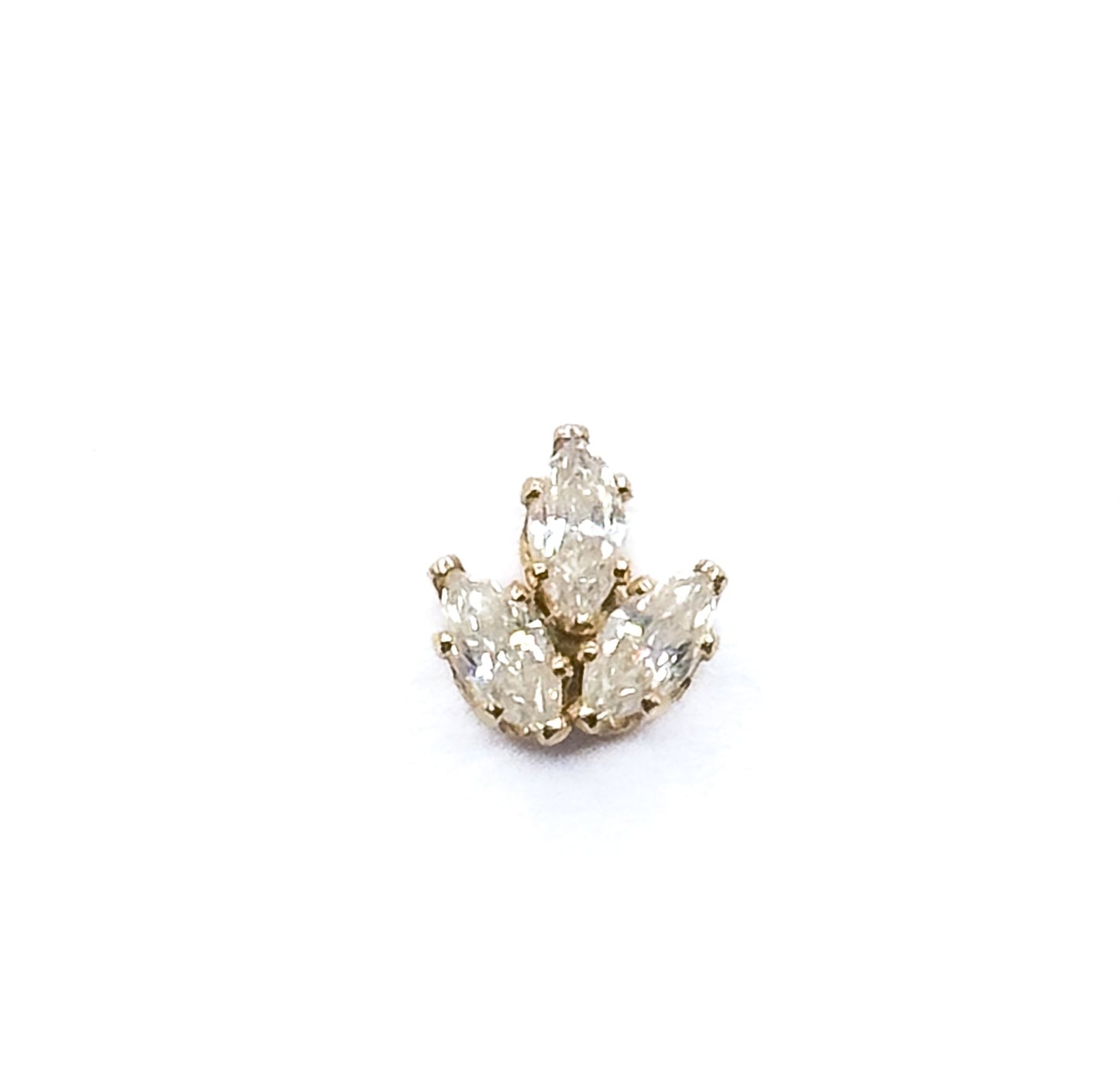 Contemporary Cubic Zirconia Three Petal Stud Earrings in 14K Yellow Gold