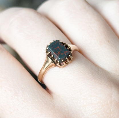 Victorian Bloodstone Ring in 10K Yellow Gold "Mildred"