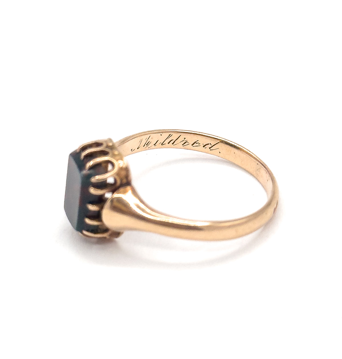 Victorian Bloodstone Ring in 10K Yellow Gold "Mildred"