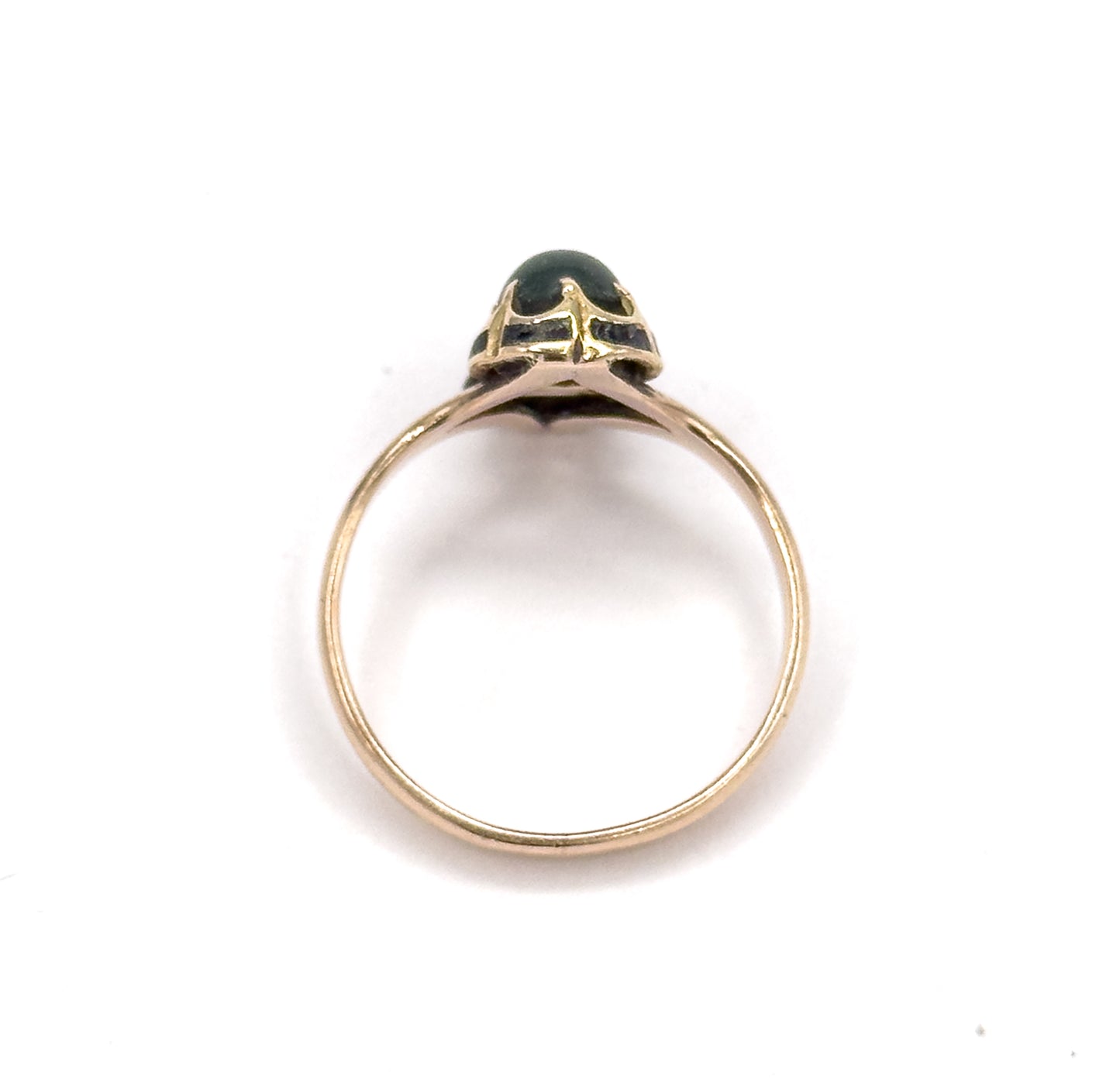 Antique Bloodstone Moi et Toi Ring with Enamel Details in 10K Gold
