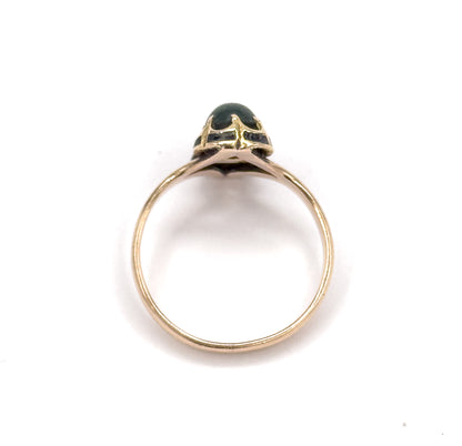 Antique Bloodstone Moi et Toi Ring with Enamel Details in 10K Gold