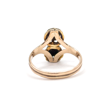 Antique Bloodstone Moi et Toi Ring with Enamel Details in 10K Gold