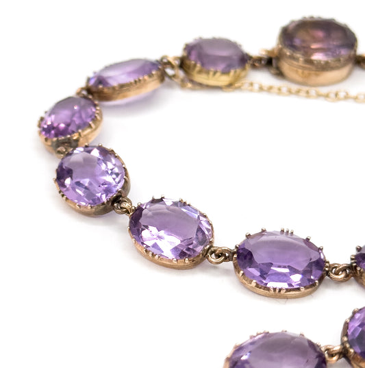 Sensational Victorian Pair of Amethyst Riviere Bracelets in Gold