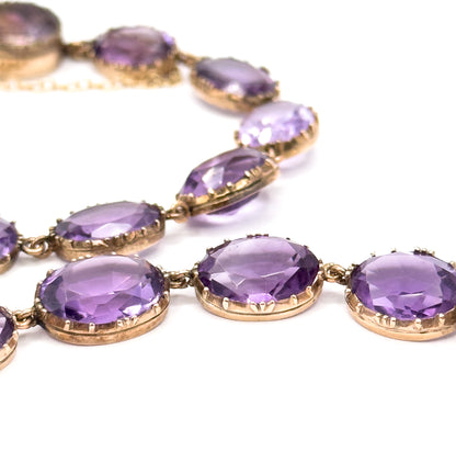 Sensational Victorian Pair of Amethyst Riviere Bracelets in Gold