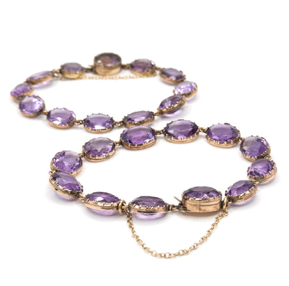 Sensational Victorian Pair of Amethyst Riviere Bracelets in Gold
