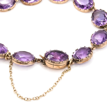 Sensational Victorian Pair of Amethyst Riviere Bracelets in Gold