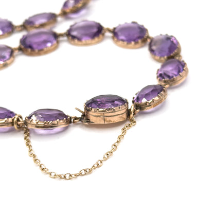 Sensational Victorian Pair of Amethyst Riviere Bracelets in Gold