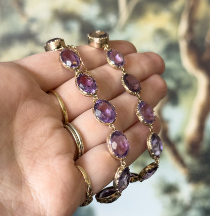 Sensational Victorian Pair of Amethyst Riviere Bracelets in Gold