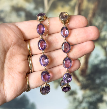 Sensational Victorian Pair of Amethyst Riviere Bracelets in Gold