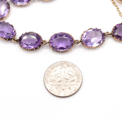 Sensational Victorian Pair of Amethyst Riviere Bracelets in Gold
