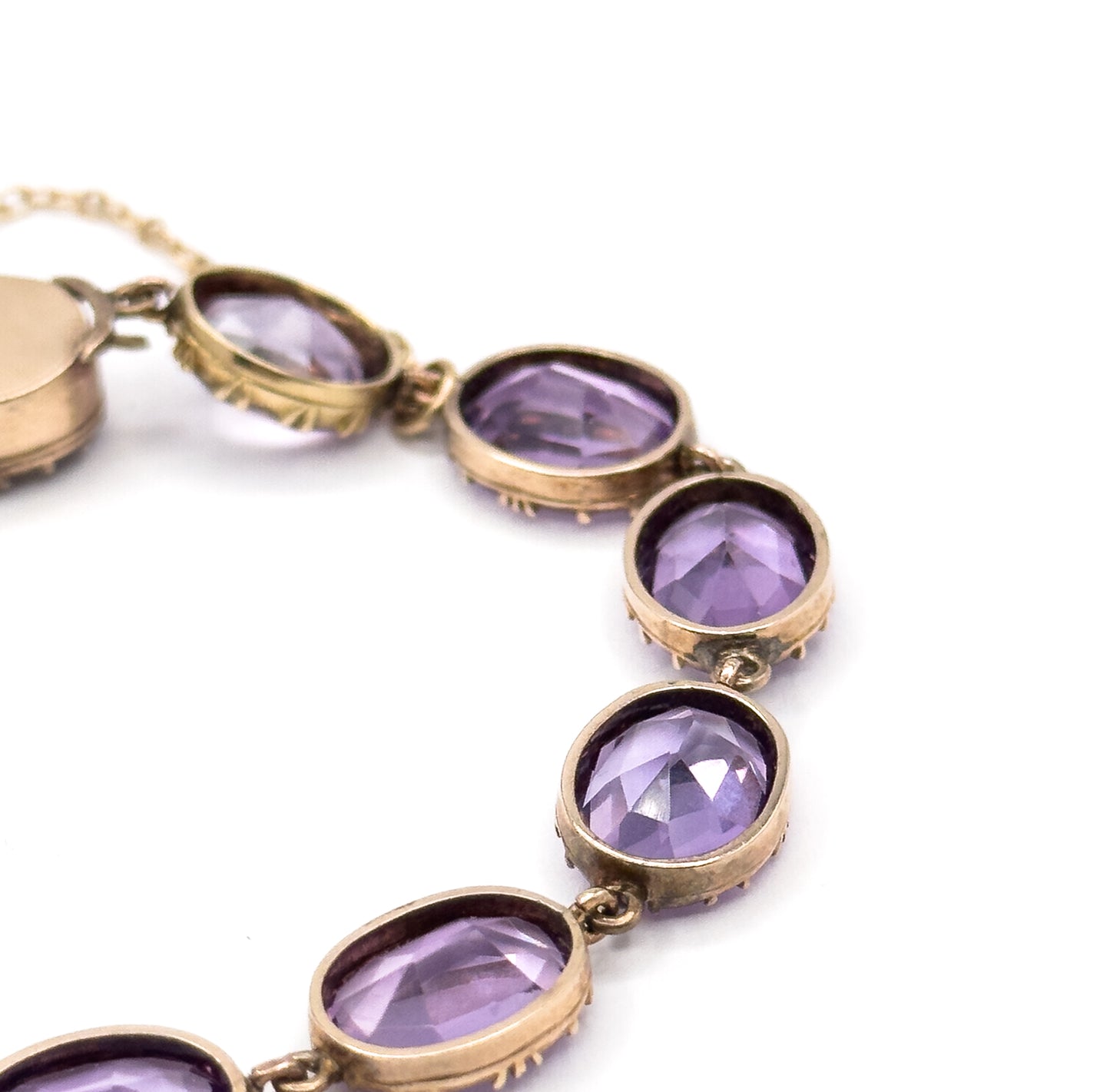 Sensational Victorian Pair of Amethyst Riviere Bracelets in Gold