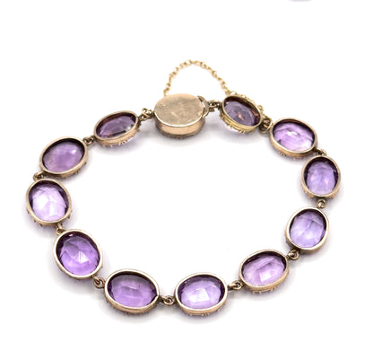 Sensational Victorian Pair of Amethyst Riviere Bracelets in Gold