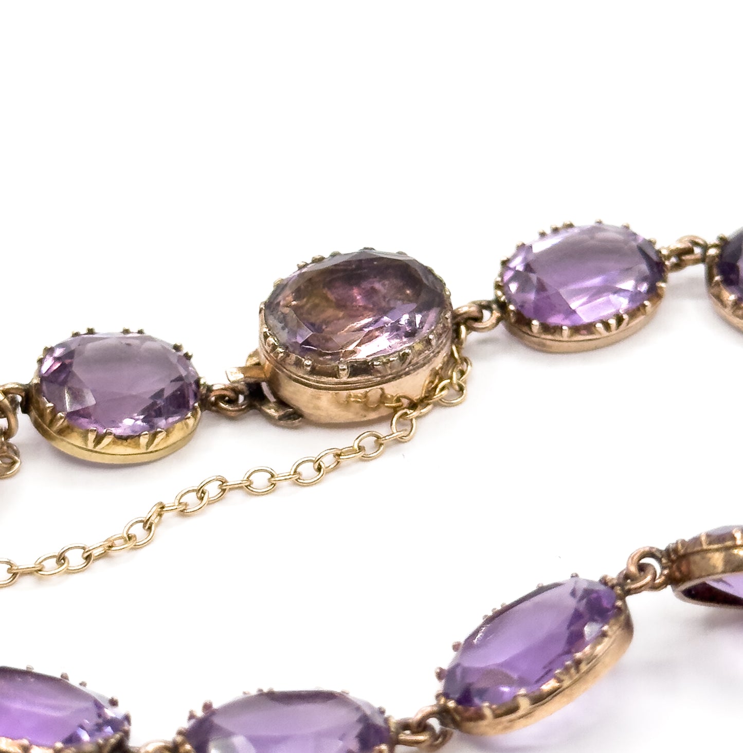 Sensational Victorian Pair of Amethyst Riviere Bracelets in Gold