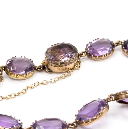 Sensational Victorian Pair of Amethyst Riviere Bracelets in Gold