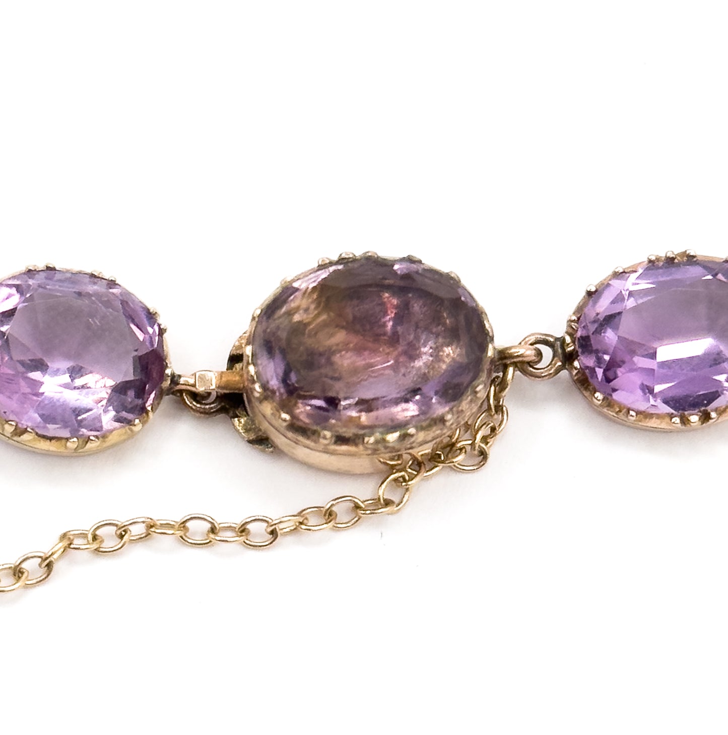Sensational Victorian Pair of Amethyst Riviere Bracelets in Gold