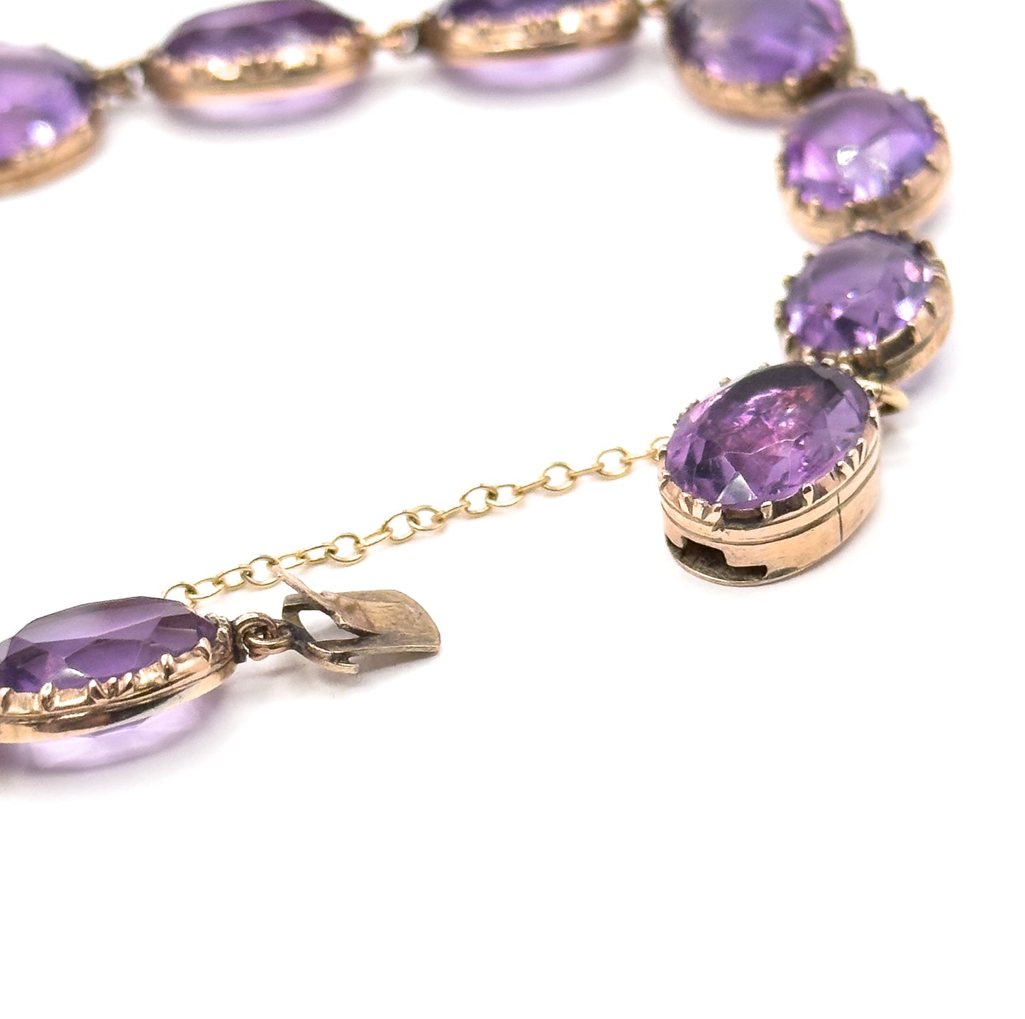 Sensational Victorian Pair of Amethyst Riviere Bracelets in Gold