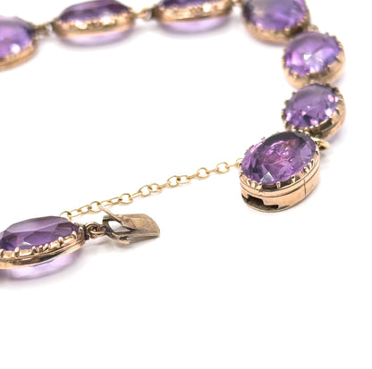 Sensational Victorian Pair of Amethyst Riviere Bracelets in Gold