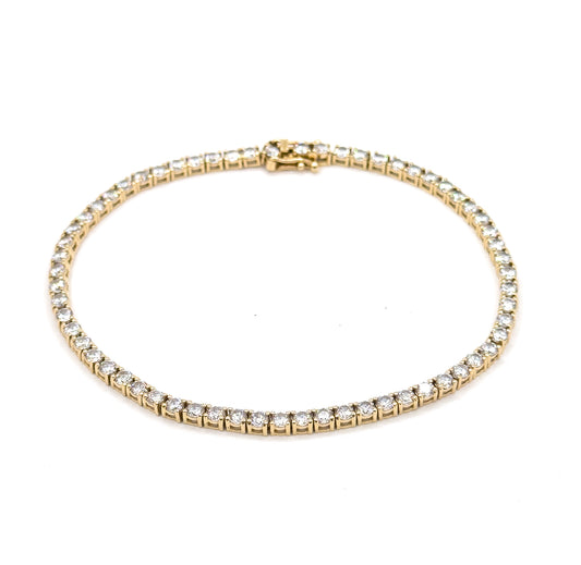 Vintage Glass Gem Tennis Bracelet in 14K Gold