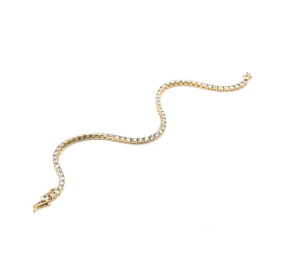 Vintage Glass Gem Tennis Bracelet in 14K Gold