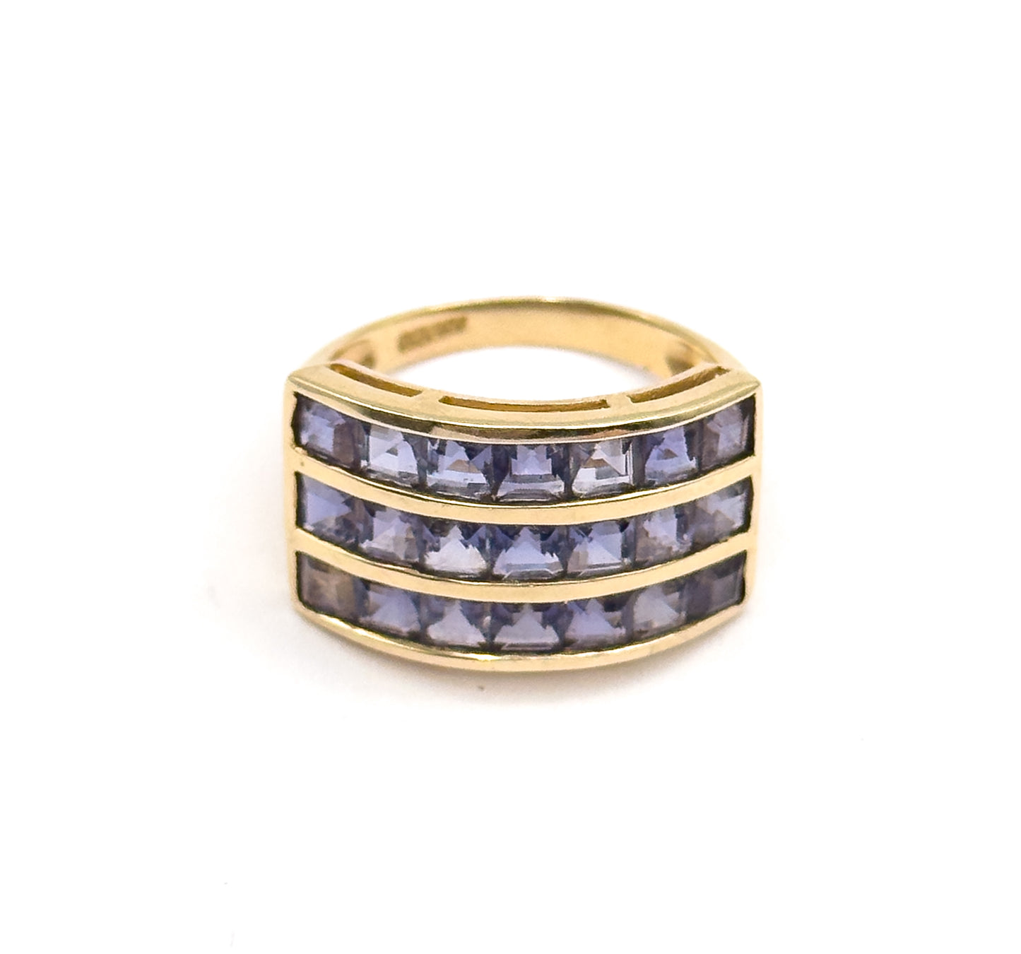 Vintage Purple Iolite Channel Set Ring in 10K Yellow Gold
