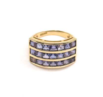 Vintage Purple Iolite Channel Set Ring in 10K Yellow Gold