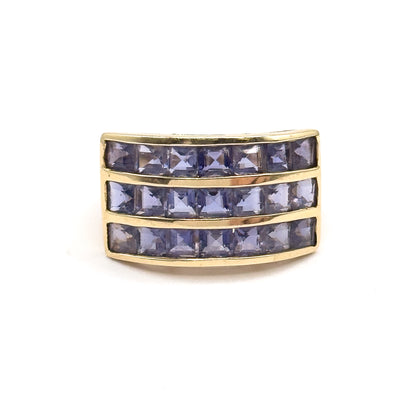 Vintage Purple Iolite Channel Set Ring in 10K Yellow Gold