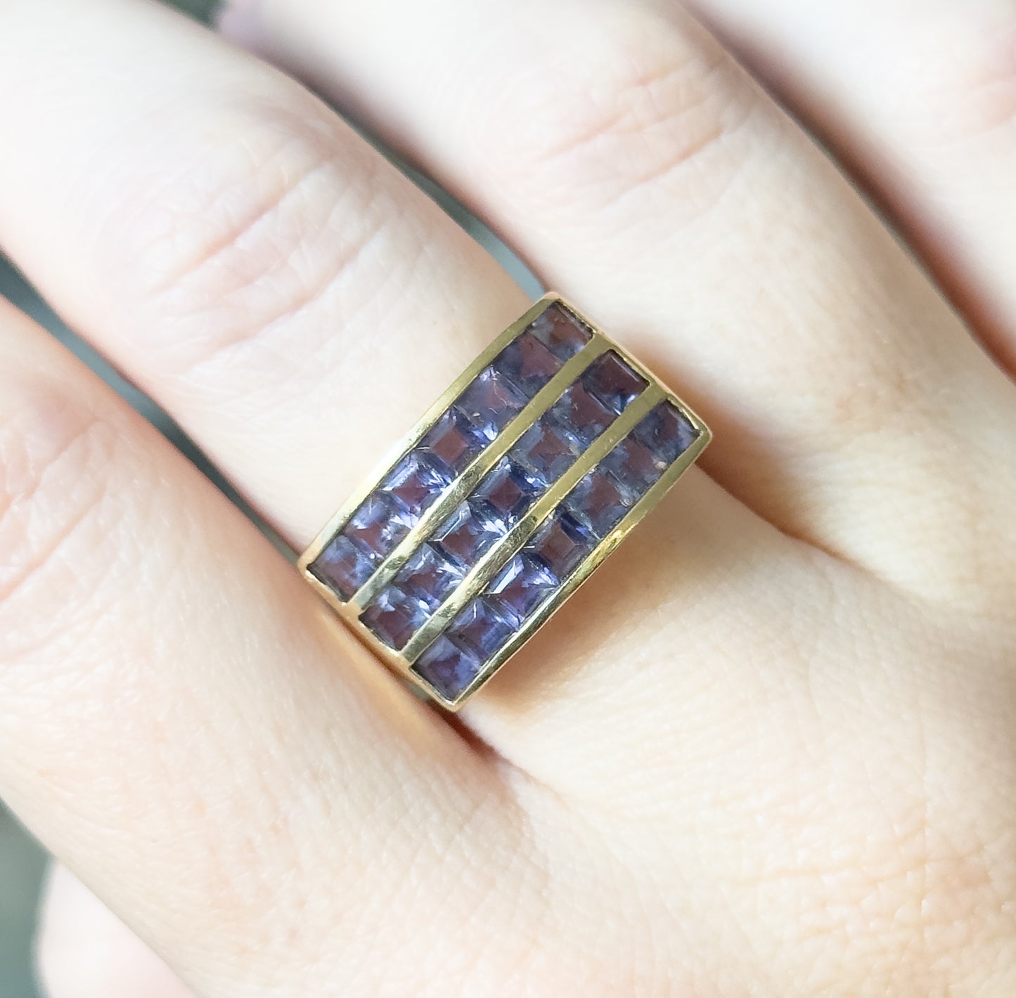 Vintage Purple Iolite Channel Set Ring in 10K Yellow Gold