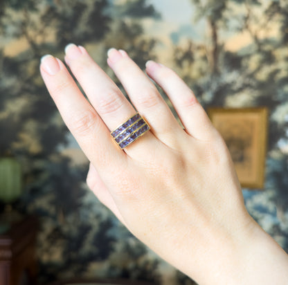 Vintage Purple Iolite Channel Set Ring in 10K Yellow Gold