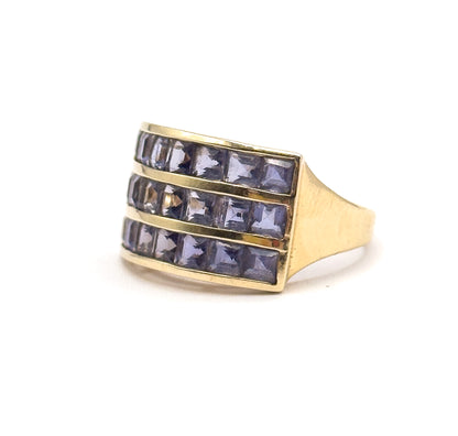 Vintage Purple Iolite Channel Set Ring in 10K Yellow Gold