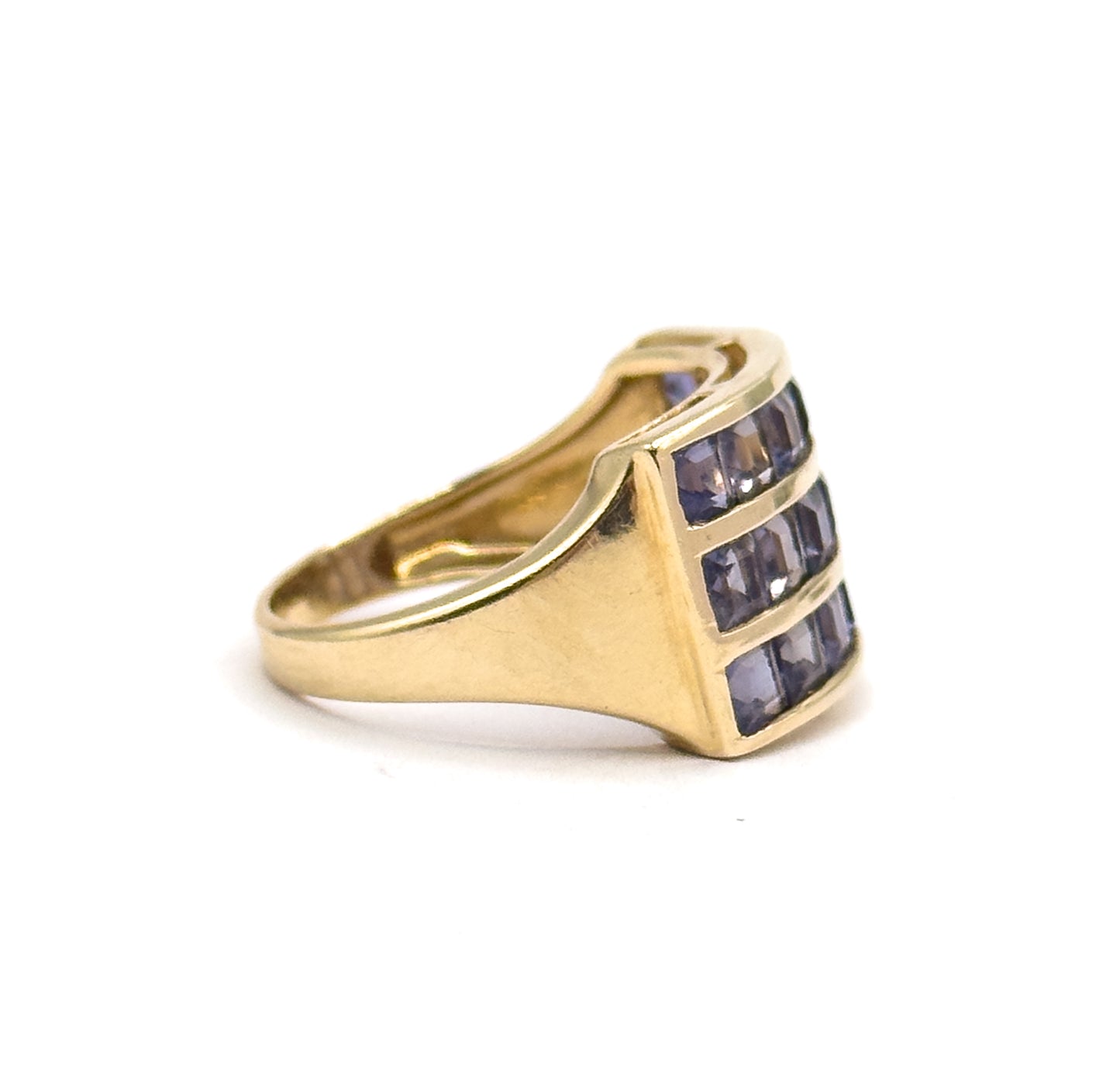 Vintage Purple Iolite Channel Set Ring in 10K Yellow Gold