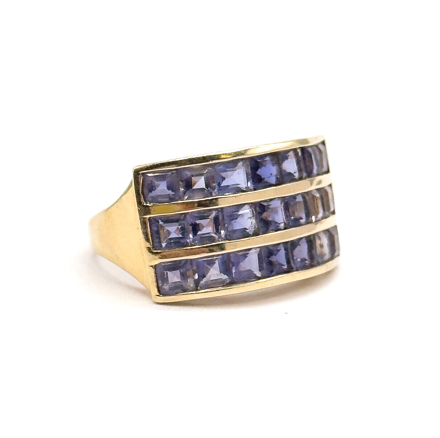 Vintage Purple Iolite Channel Set Ring in 10K Yellow Gold
