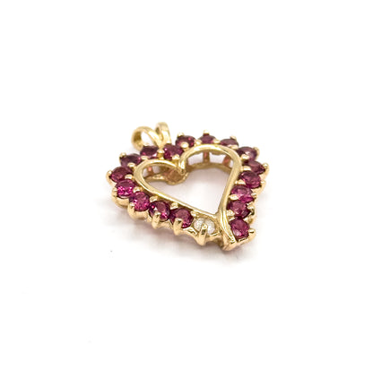 Vintage Pink Tourmaline and Diamond Heart Pendant in 14K Gold