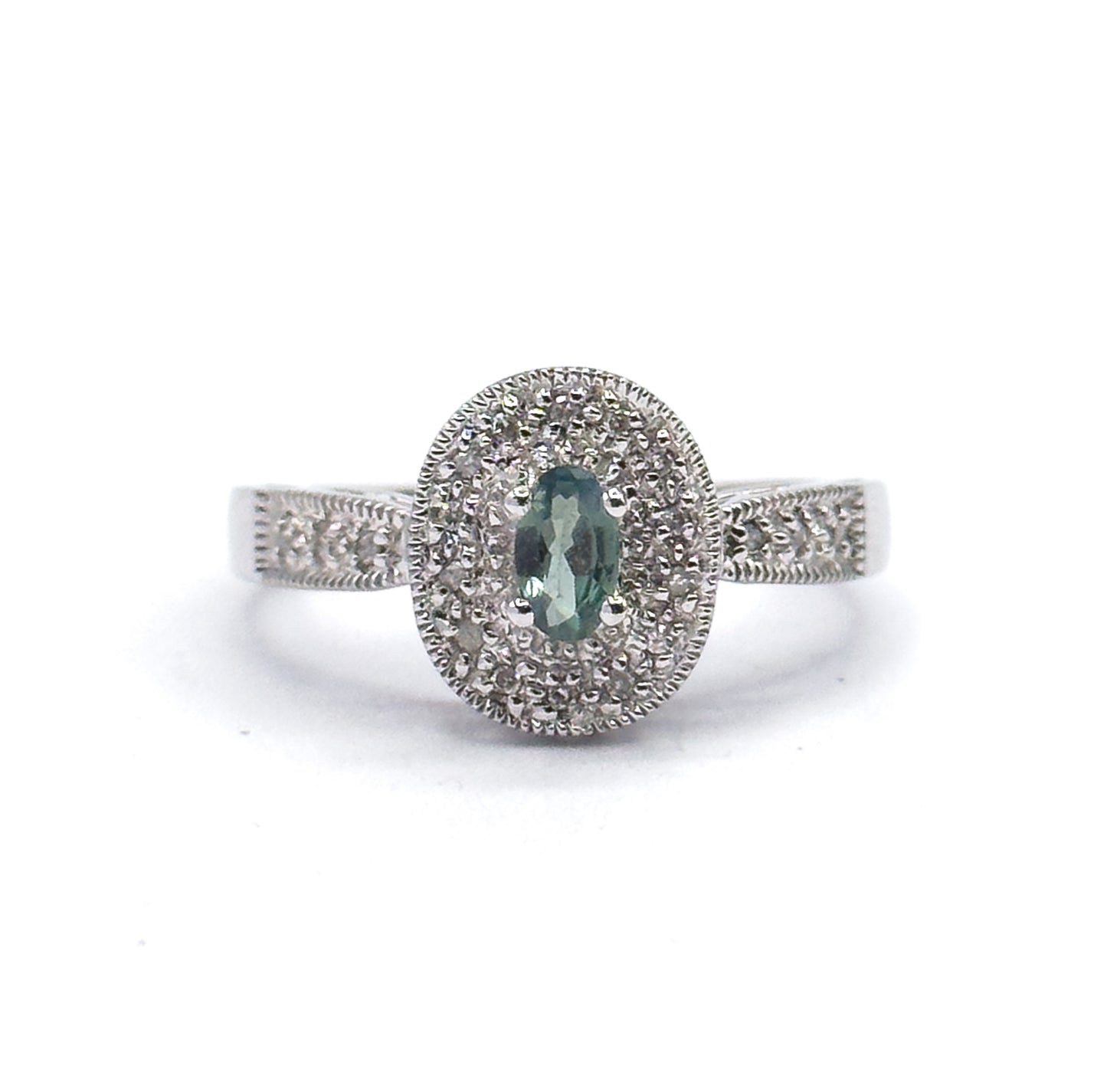 Contemporary Alexandrite & Diamond Filigree Ring in 14K White Gold