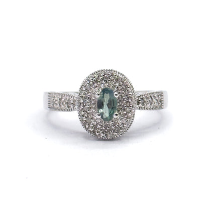 Contemporary Alexandrite & Diamond Filigree Ring in 14K White Gold