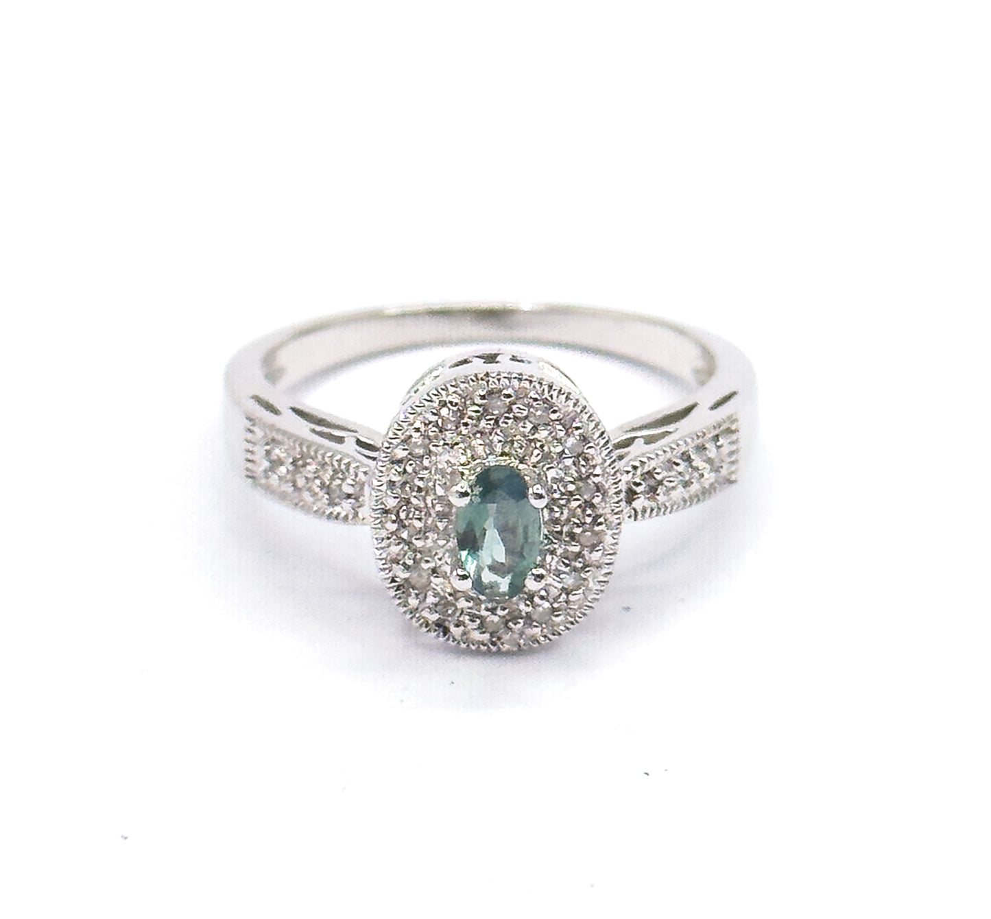 Contemporary Alexandrite & Diamond Filigree Ring in 14K White Gold