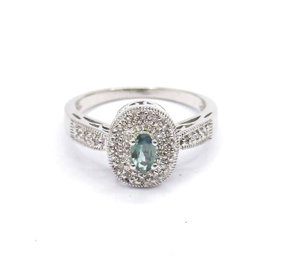 Contemporary Alexandrite & Diamond Filigree Ring in 14K White Gold