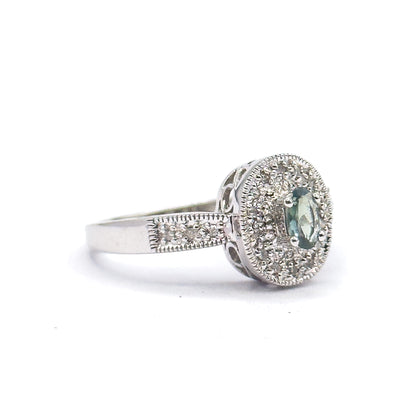 Contemporary Alexandrite & Diamond Filigree Ring in 14K White Gold