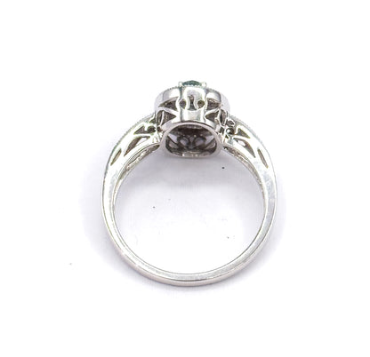 Contemporary Alexandrite & Diamond Filigree Ring in 14K White Gold