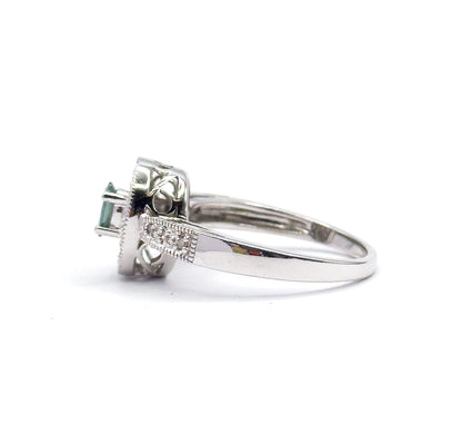 Contemporary Alexandrite & Diamond Filigree Ring in 14K White Gold