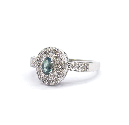 Contemporary Alexandrite & Diamond Filigree Ring in 14K White Gold
