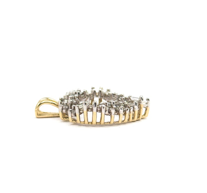 Vintage Baguette & Round Diamond Heart Pendant in 14K Two-Tone Gold
