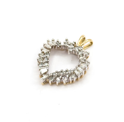 Vintage Baguette & Round Diamond Heart Pendant in 14K Two-Tone Gold