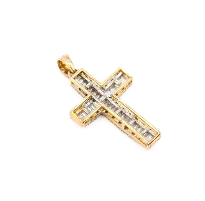 Vintage Diamond Cross Pendant in Yellow Gold
