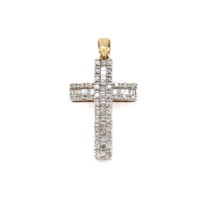 Vintage Diamond Cross Pendant in Yellow Gold
