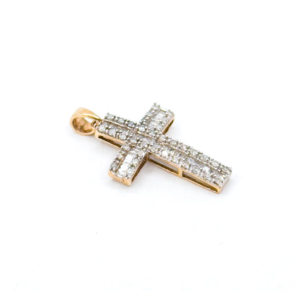 Vintage Diamond Cross Pendant in Yellow Gold