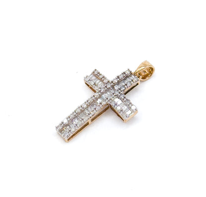 Vintage Diamond Cross Pendant in Yellow Gold